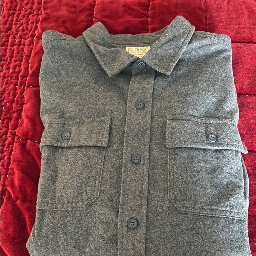 L.L. Bean Charcoal flannel Button-Up Shirt